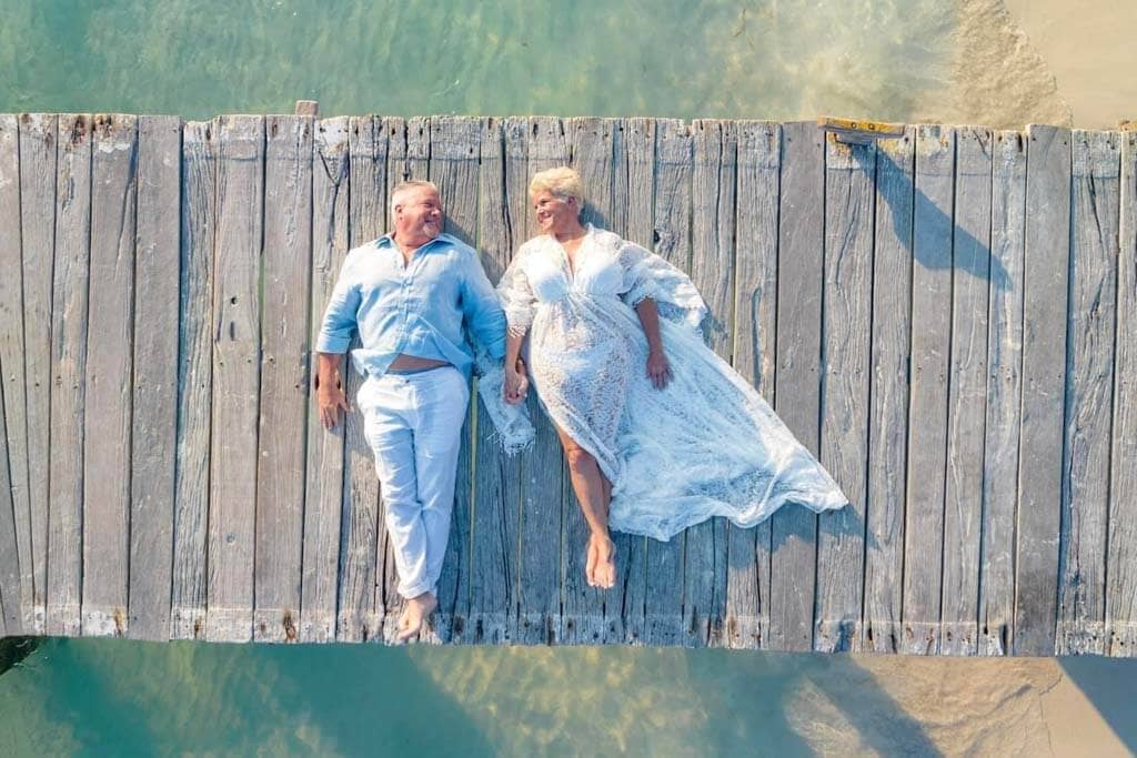Fantastic drone shot of couple by Jim Guy Photography
