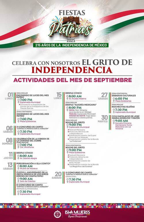 Activities for September 2025 Independencia de Mexico 